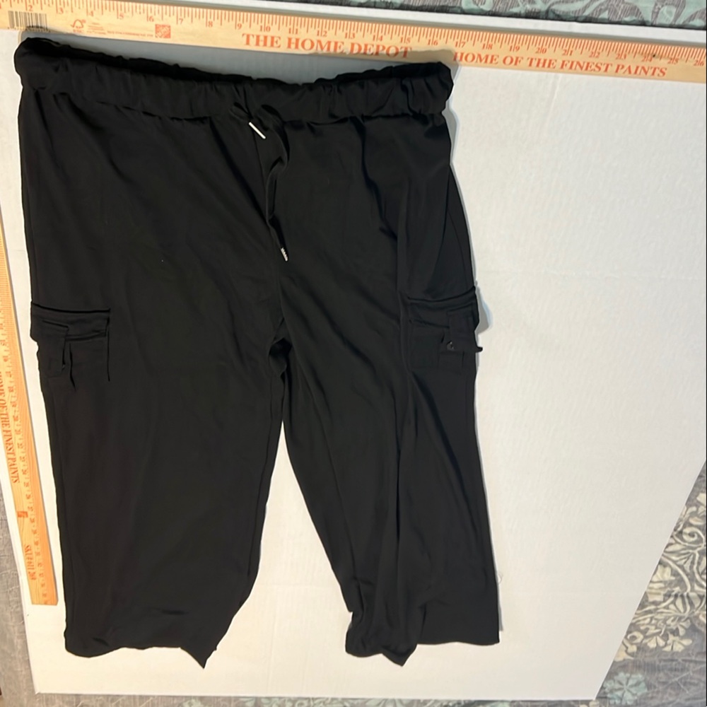 Women’s Casual Black Drawstring Pants cargo wide leg size xl nwot soft sweats